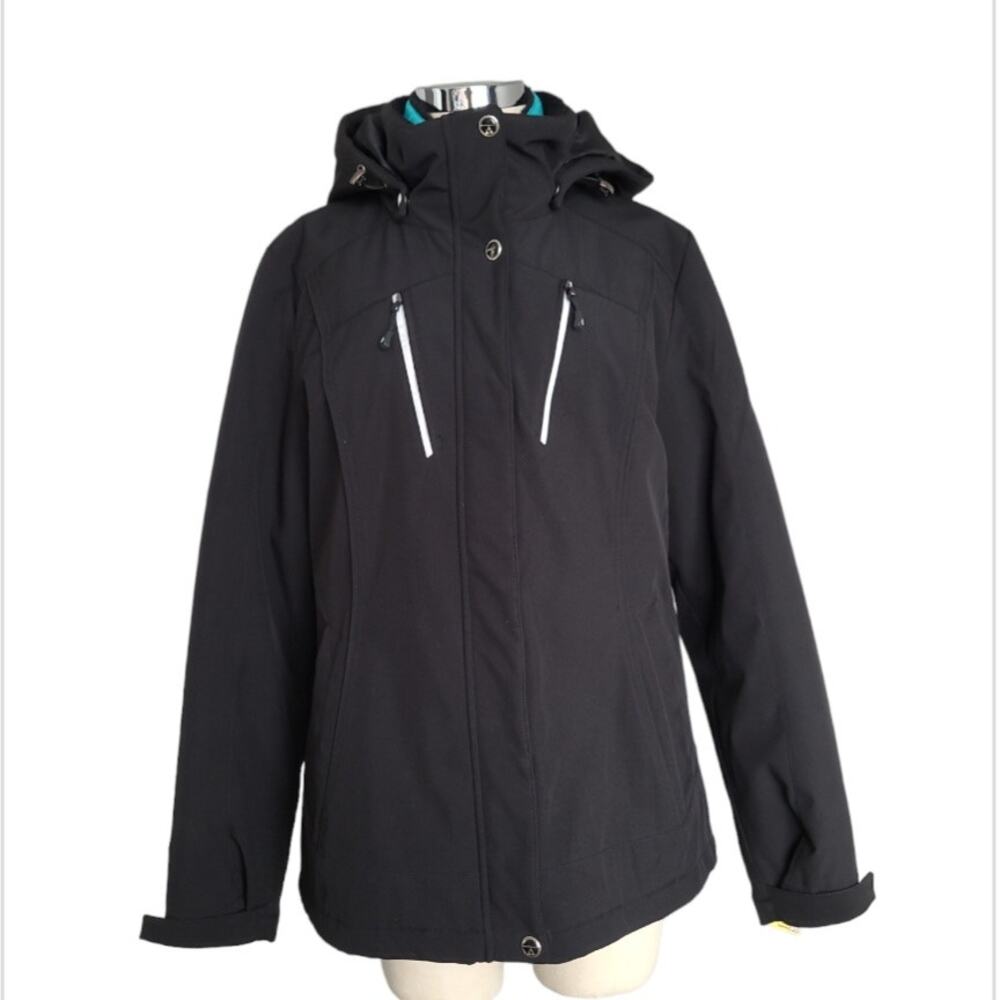 Gerry 3-in-1 Winter Jacket Coat M Black Turquoise Quilted Insulated Hooded Ski